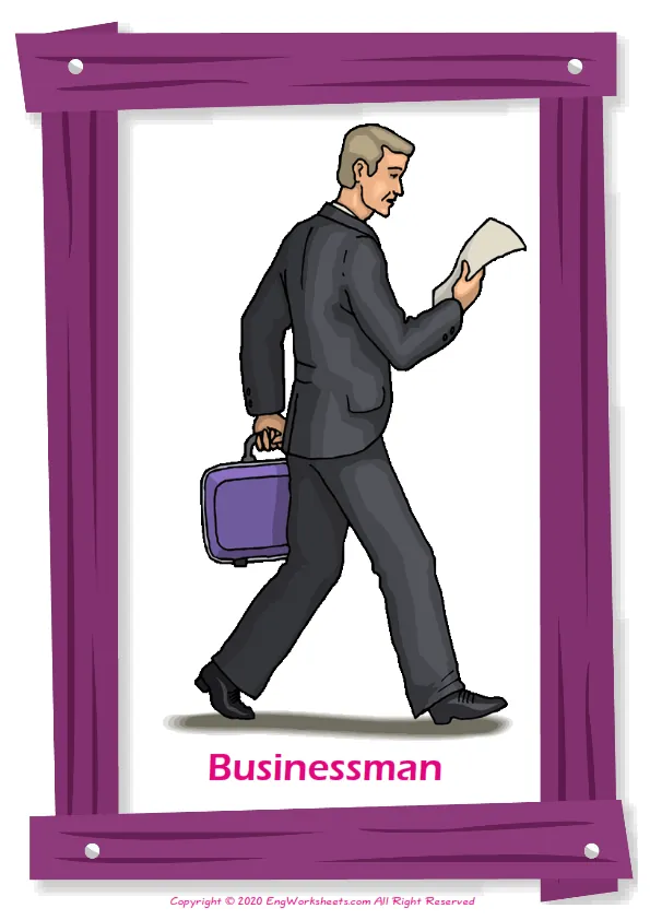 Jobs Occupations English vocabulary worksheet with full-page words