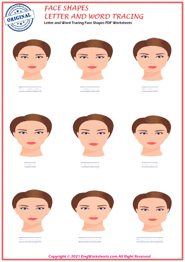 Face Shapes ESL Printable Picture Dictionary Worksheet For Kids Worksheet Preview