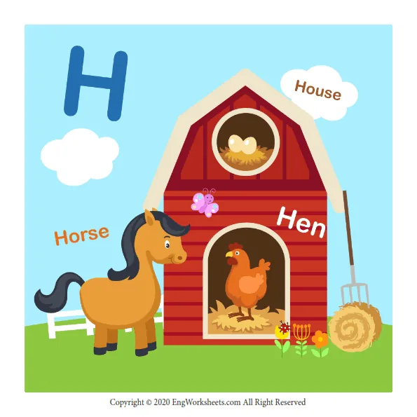 Letter H Uppercase Tracing Practice Worksheet