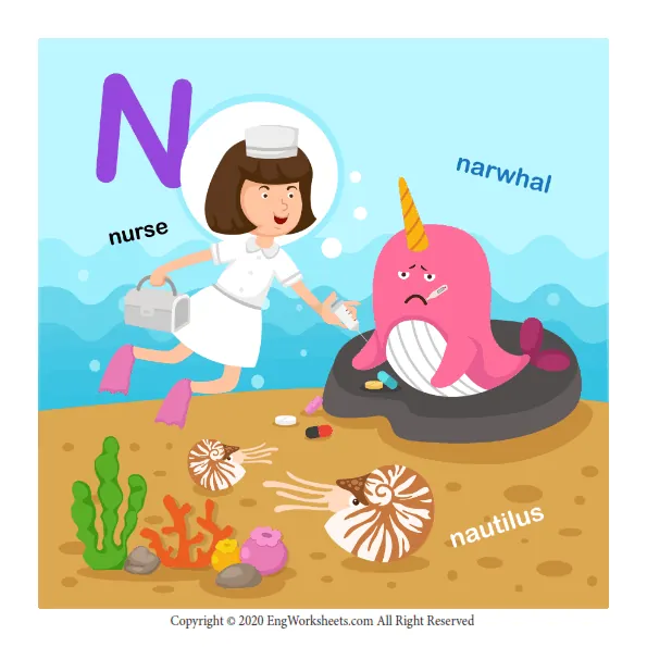 Letter N Uppercase Tracing Practice Worksheet