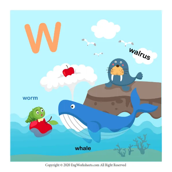 Letter W Uppercase Tracing Practice Worksheet