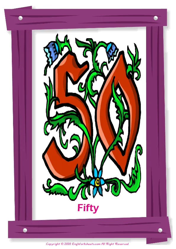 Number English vocabulary worksheet with full-page words Worksheet Preview