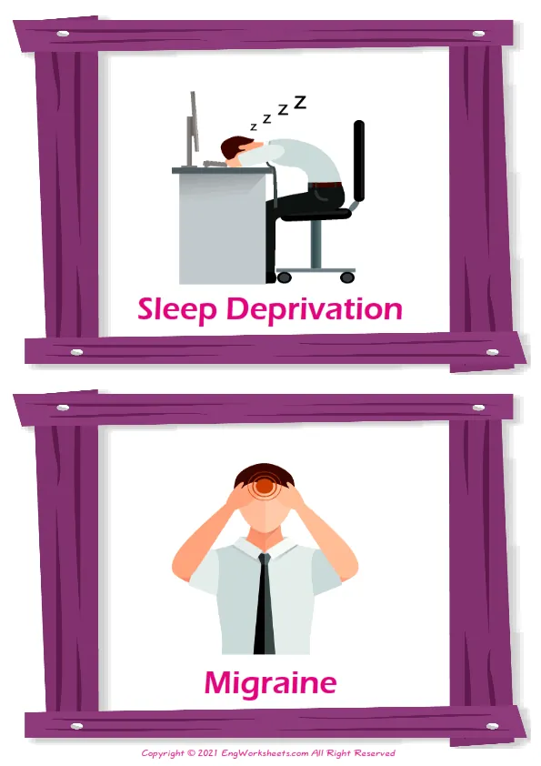 Office Syndrome vocabulary worksheet with words, two images per page Worksheet Preview