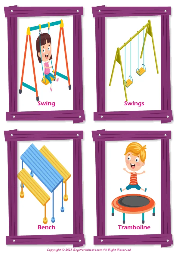 Playground vocabulary worksheet with words, four images per page Worksheet Preview