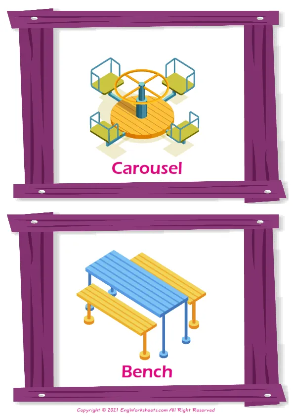 Playground vocabulary worksheet with words, two images per page Worksheet Preview