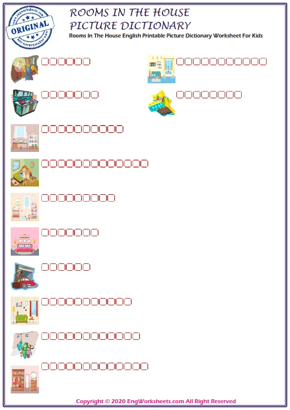 Rooms In The House English Printable Picture Dictionary Worksheet For Kids Worksheet Preview