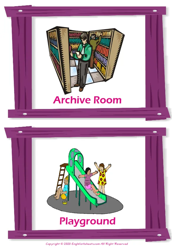 School Parts vocabulary worksheet with words, two images per page Worksheet Preview