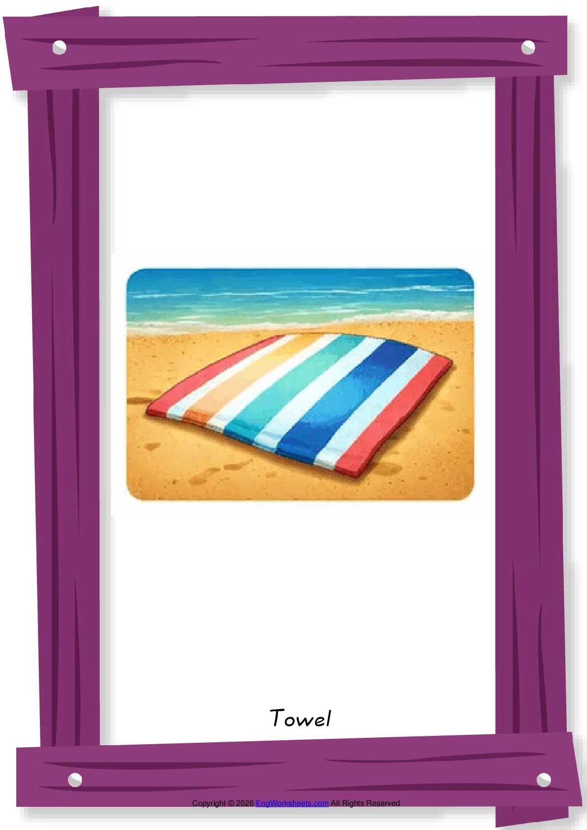 Seaside English vocabulary worksheet with full-page words Worksheet Preview