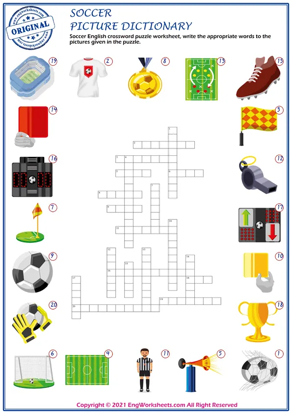 Soccer ESL Printable Matching Exercise Worksheets For Kids Worksheet Preview