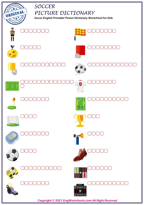 Soccer ESL Unscramble the Words Worksheets For Kids Worksheet Preview