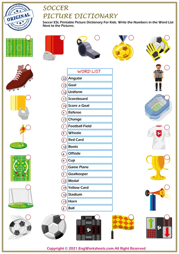 Soccer ESL Missing Letters In Words Exercise Worksheet Worksheet Preview
