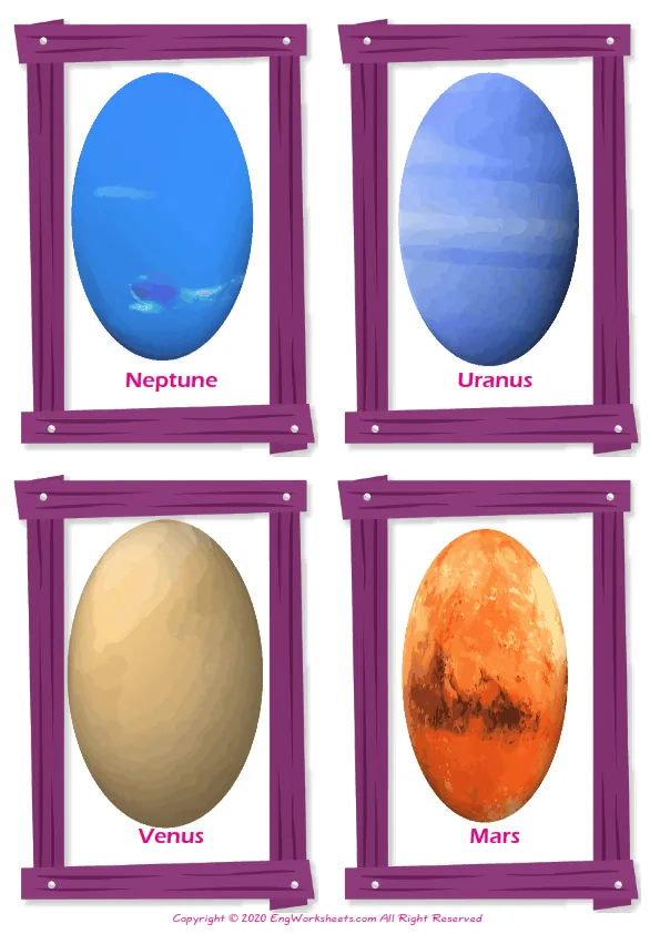 Space vocabulary worksheet with words, four images per page Worksheet Preview