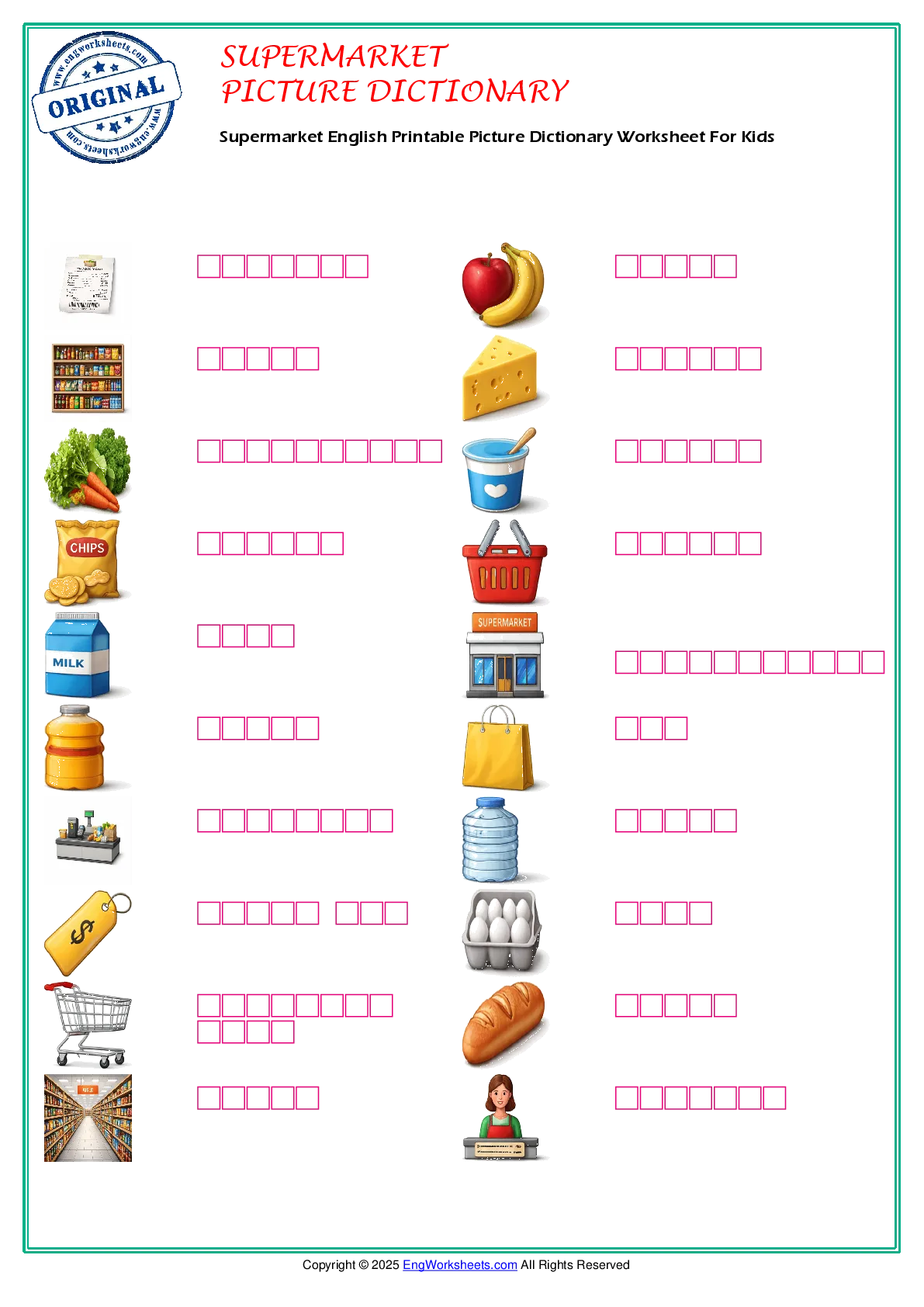 Supermarket English Printable Picture Dictionary Worksheet For Kids Worksheet Preview