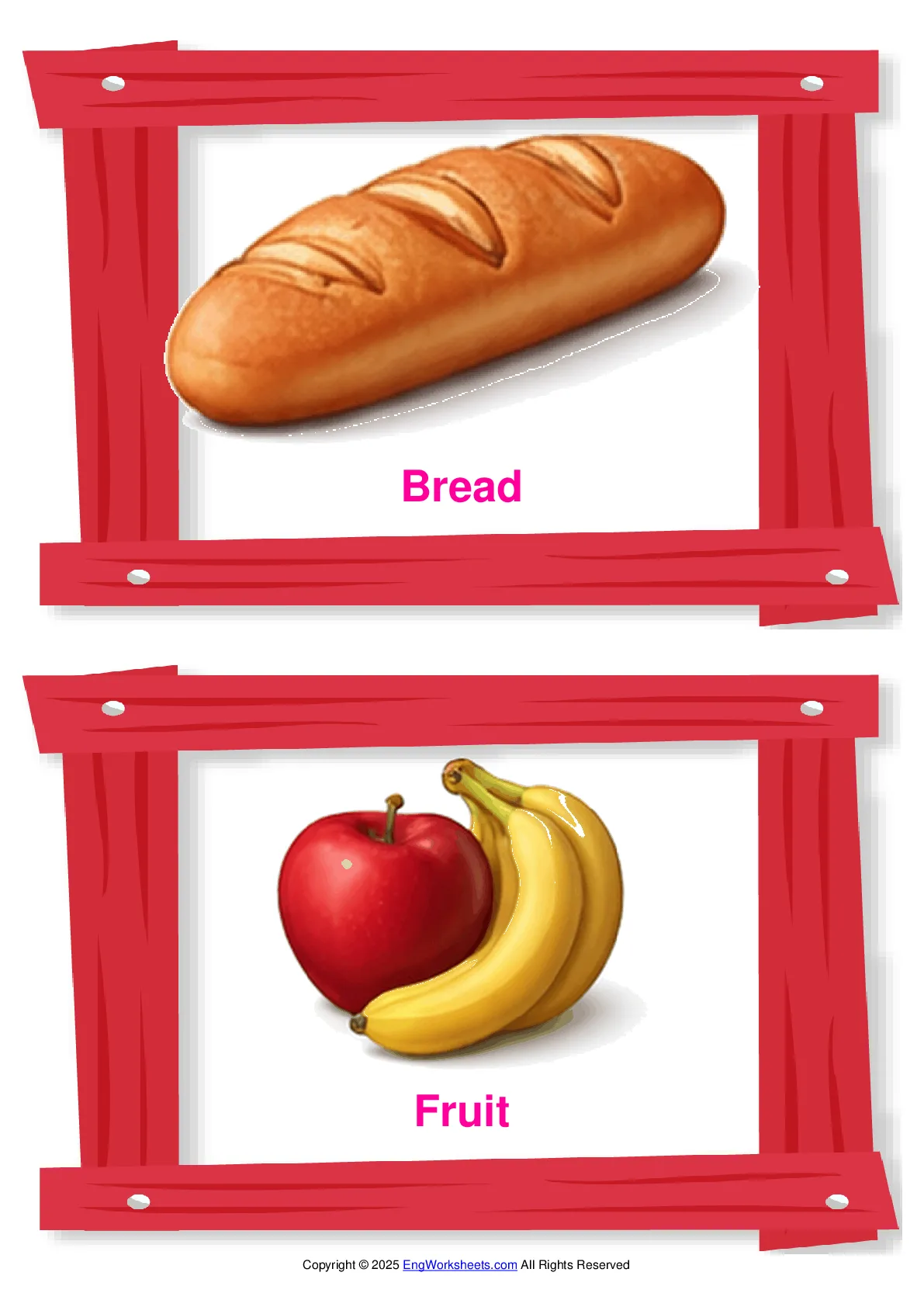 Supermarket vocabulary worksheet with words, two images per page Worksheet Preview