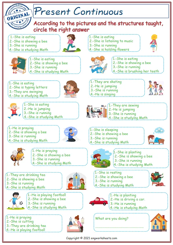 Present Continuous Exercises Worksheet-2