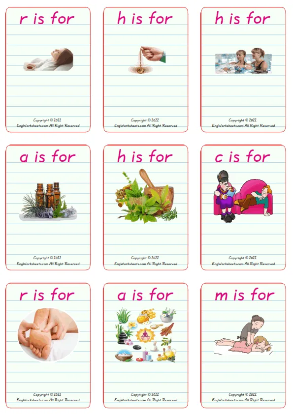 Wordless Alternative Therapy vocabulary worksheet with nine images per page Worksheet Preview