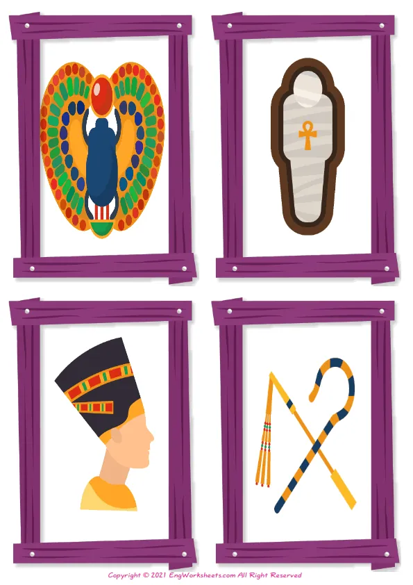 Wordless Ancient Egypt vocabulary worksheet with four images per page Worksheet Preview