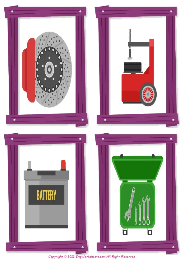 Car Service English vocabulary worksheet with full-page words Worksheet Preview