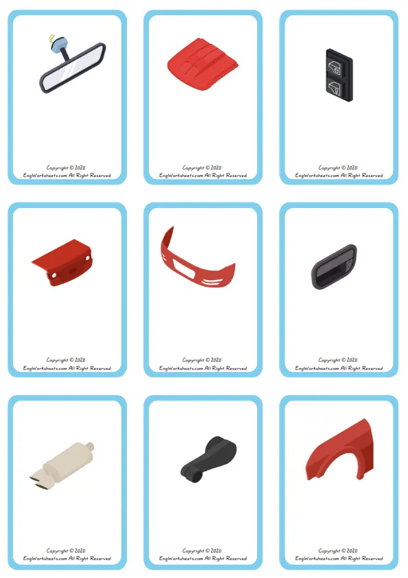 Wordless Cars vocabulary worksheet with nine images per page Worksheet Preview