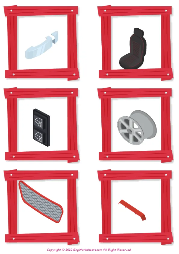 Wordless Cars vocabulary worksheet with six images per page Worksheet Preview