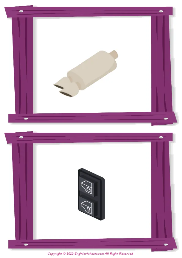 Wordless Cars vocabulary worksheet with two images per page Worksheet Preview