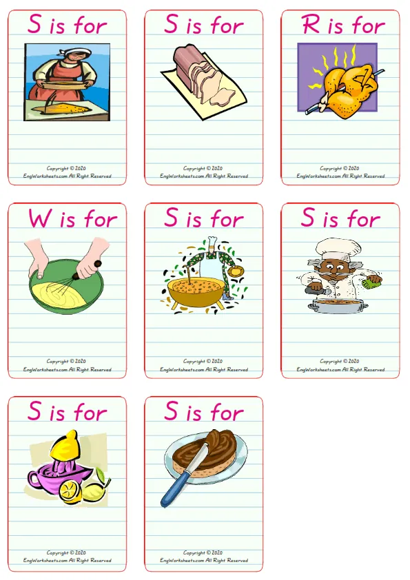 Wordless Cooking Verbs vocabulary worksheet with nine images per page Worksheet Preview