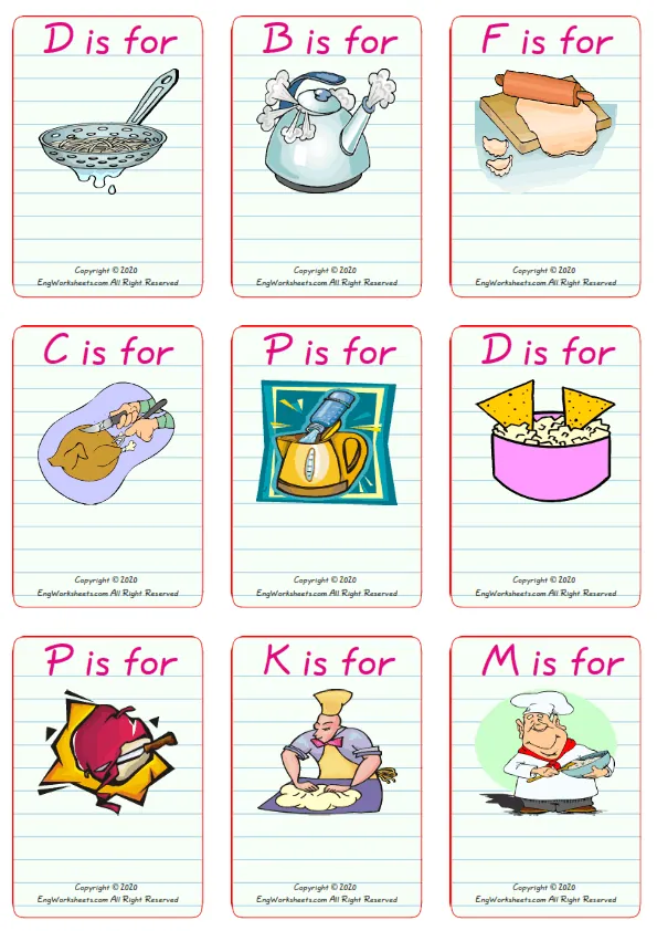 Wordless Cooking Verbs vocabulary worksheet with nine images per page Worksheet Preview