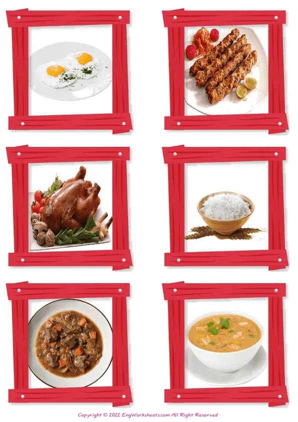 Wordless Dinner vocabulary worksheet with six images per page Worksheet Preview