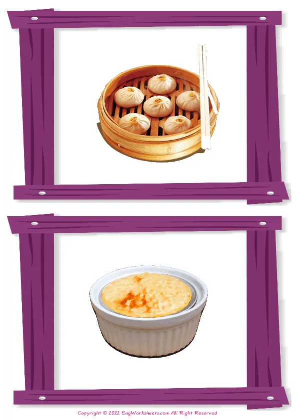 Wordless Dinner vocabulary worksheet with two images per page Worksheet Preview