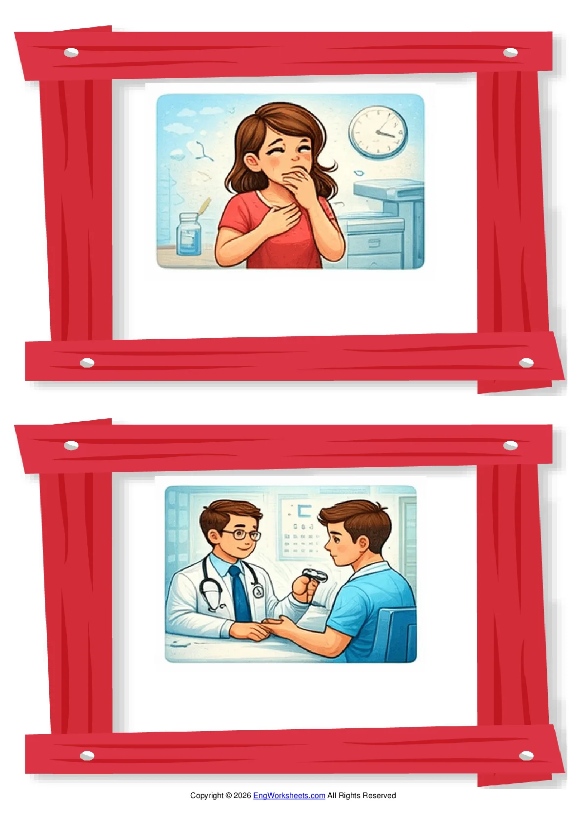 Wordless Doctor vocabulary worksheet with two images per page Worksheet Preview