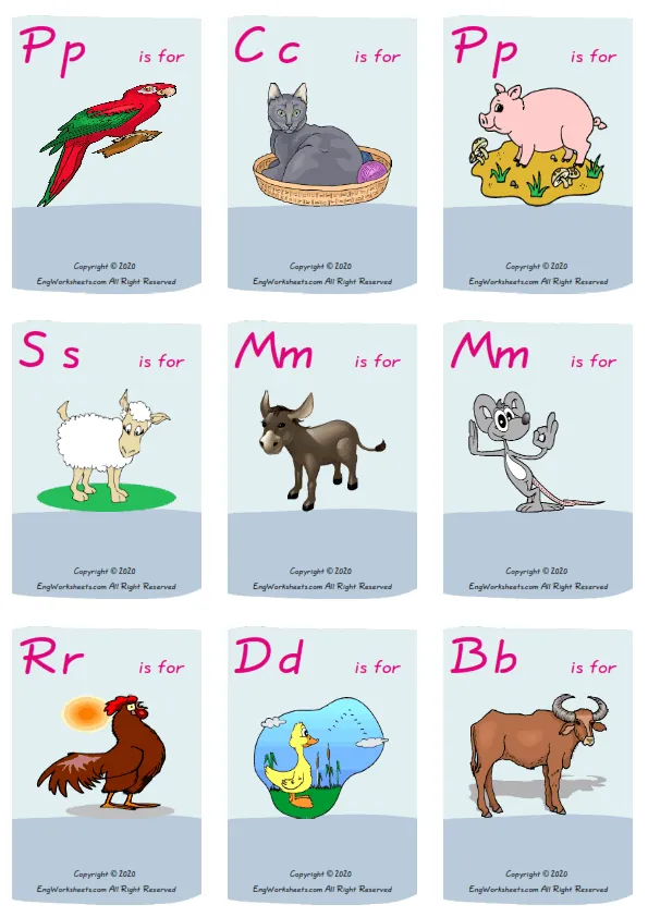 Wordless Farm Animals vocabulary worksheet with nine images per page Worksheet Preview