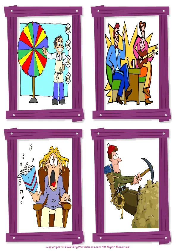 Wordless Films Movies vocabulary worksheet with four images per page Worksheet Preview