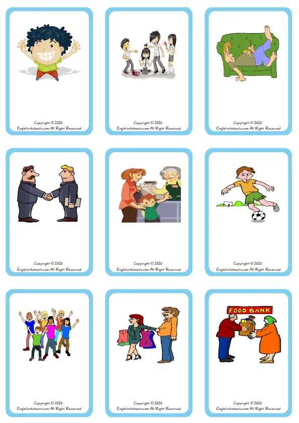 Wordless Friendship vocabulary worksheet with nine images per page Worksheet Preview