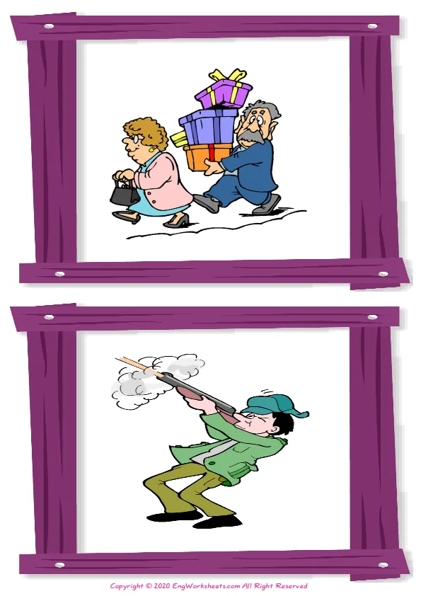 Wordless Hobbies vocabulary worksheet with two images per page Worksheet Preview