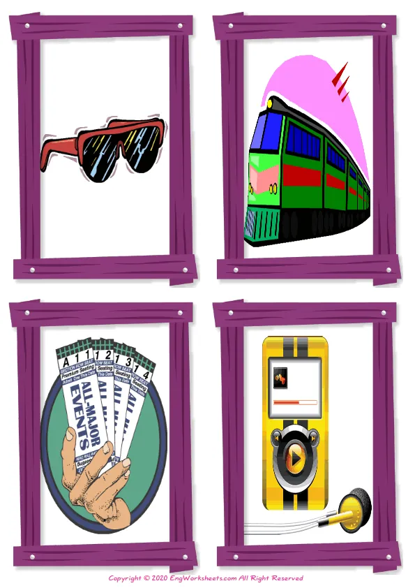 Wordless Holiday vocabulary worksheet with four images per page Worksheet Preview