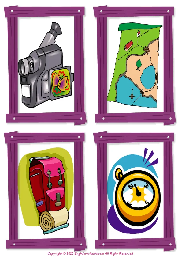 Wordless Holiday vocabulary worksheet with four images per page