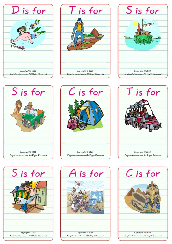 Wordless Holiday vocabulary worksheet with nine images per page