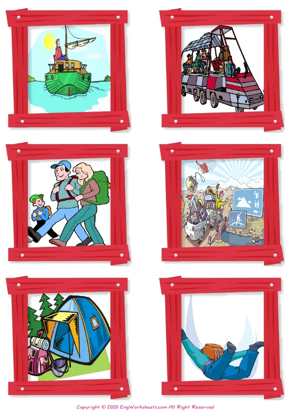 Wordless Holiday vocabulary worksheet with six images per page