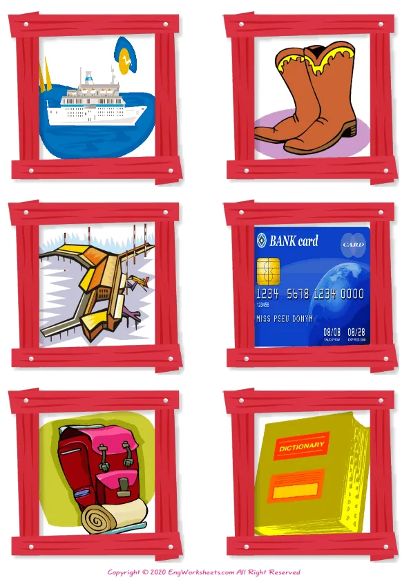 Wordless Holiday vocabulary worksheet with six images per page