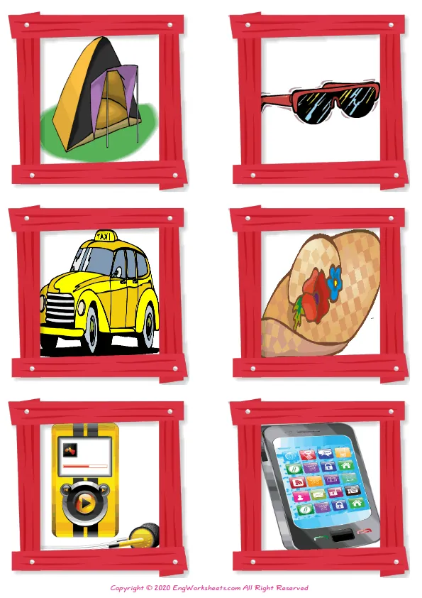 Wordless Holiday vocabulary worksheet with six images per page Worksheet Preview