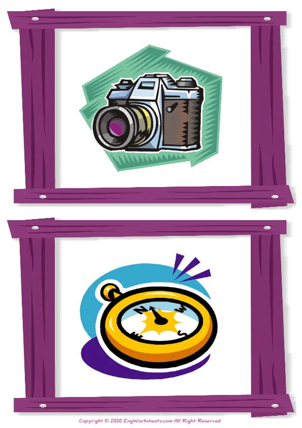 Wordless Holiday vocabulary worksheet with two images per page