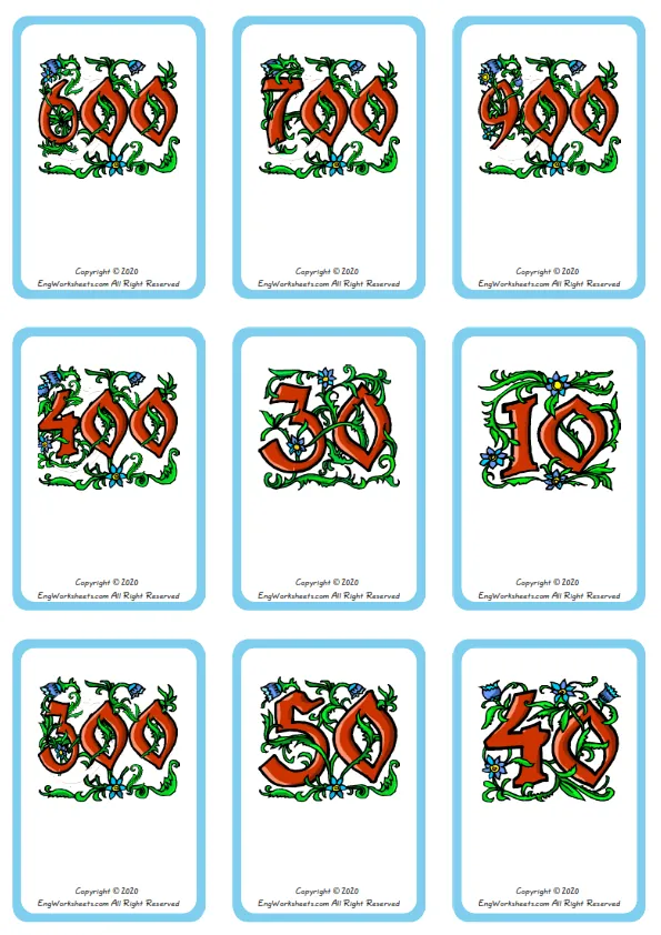 Wordless Number vocabulary worksheet with nine images per page Worksheet Preview