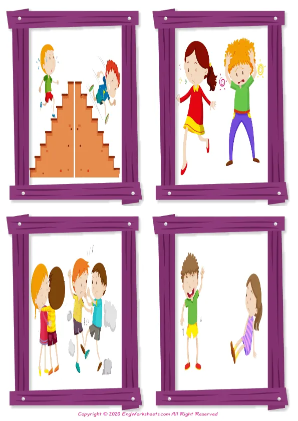 Wordless Opposites vocabulary worksheet with four images per page Worksheet Preview