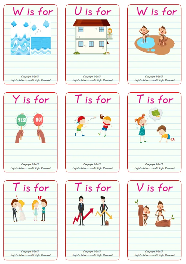 Wordless Opposites vocabulary worksheet with nine images per page Worksheet Preview