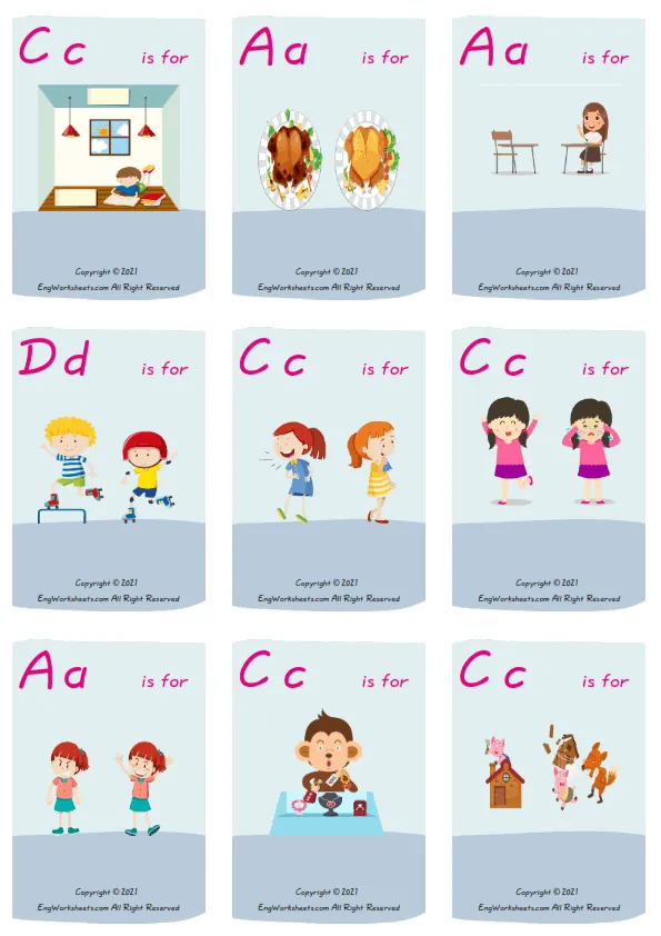 Wordless Opposites vocabulary worksheet with nine images per page Worksheet Preview