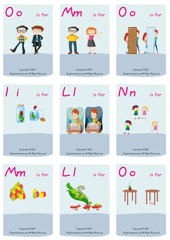 Wordless Opposites vocabulary worksheet with nine images per page Worksheet Preview