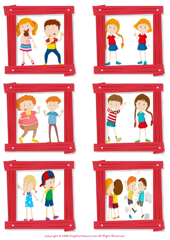 Wordless Opposites vocabulary worksheet with six images per page Worksheet Preview