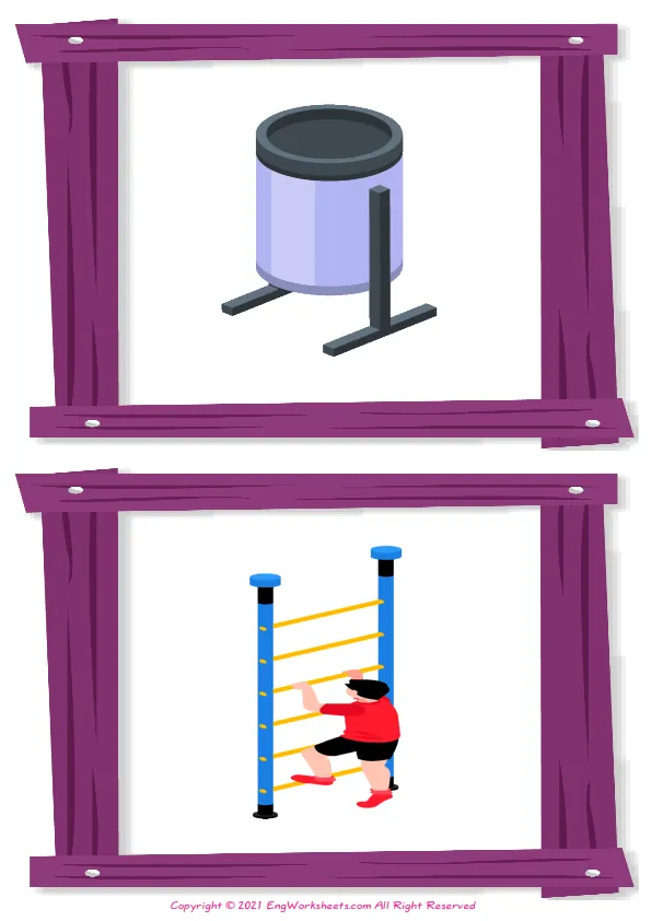 Wordless Playground vocabulary worksheet with two images per page Worksheet Preview