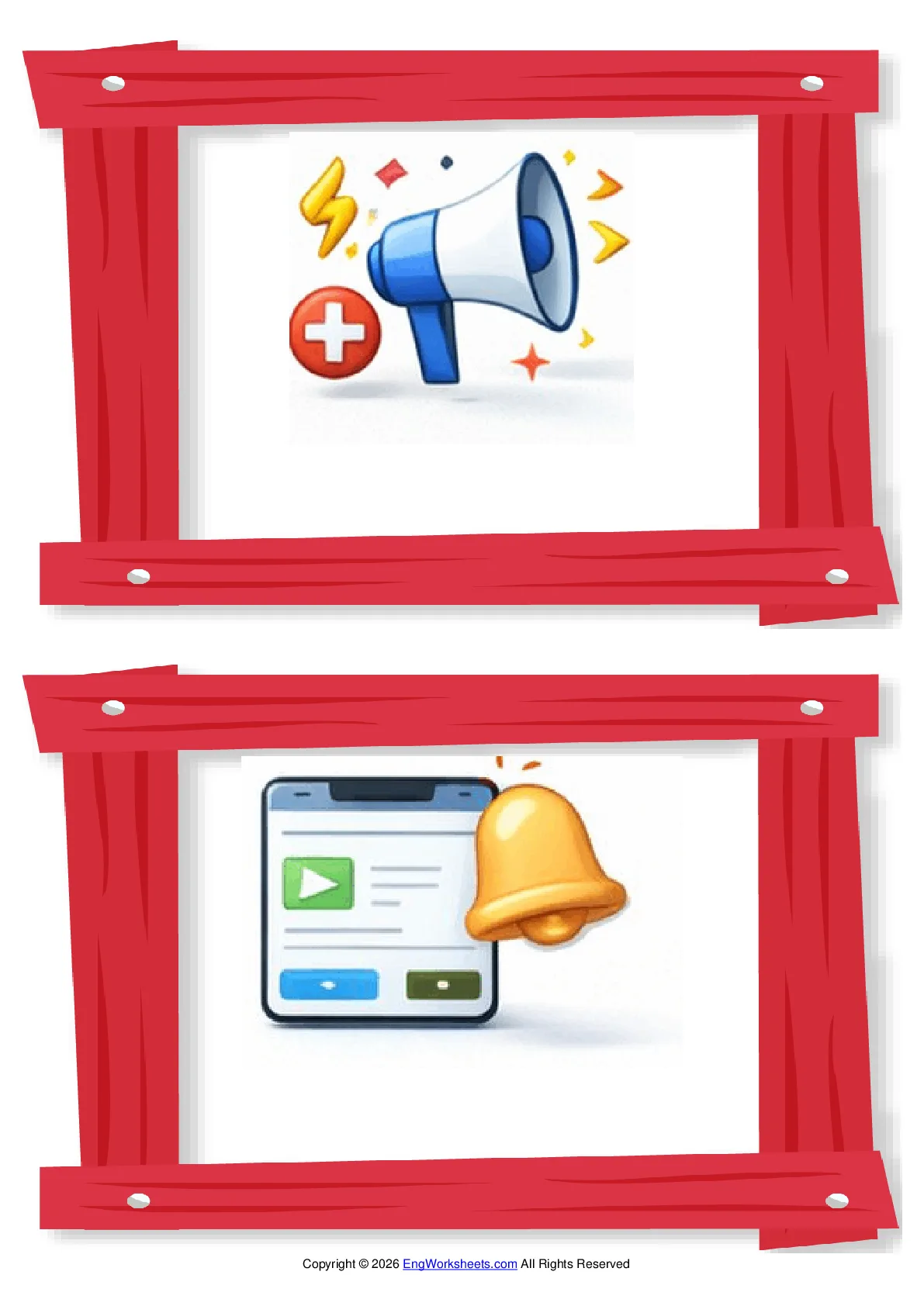 Wordless Social Media vocabulary worksheet with two images per page Worksheet Preview