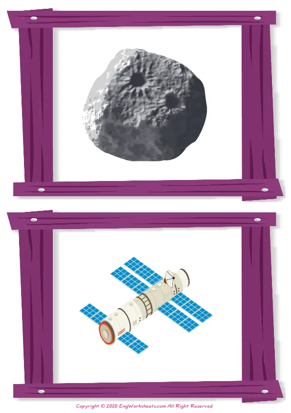 Wordless Space vocabulary worksheet with two images per page Worksheet Preview